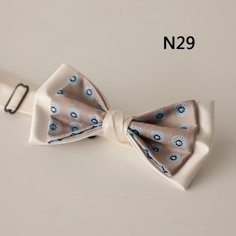 Papillon con cinturino regolabile in raso a due strati con motivo beige - Stile #29 - image 30