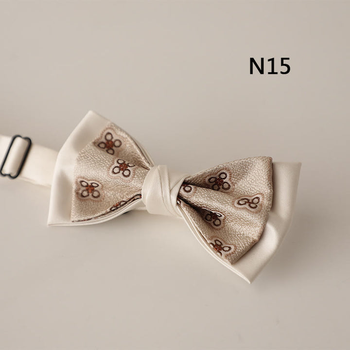 Papillon con cinturino regolabile in raso a due strati con motivo beige - Stile n. 15 - image 16