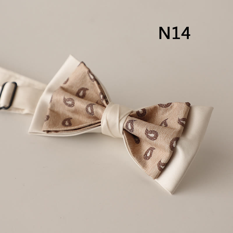 Papillon con cinturino regolabile in raso a due strati con motivo beige - Stile n. 14 - image 15