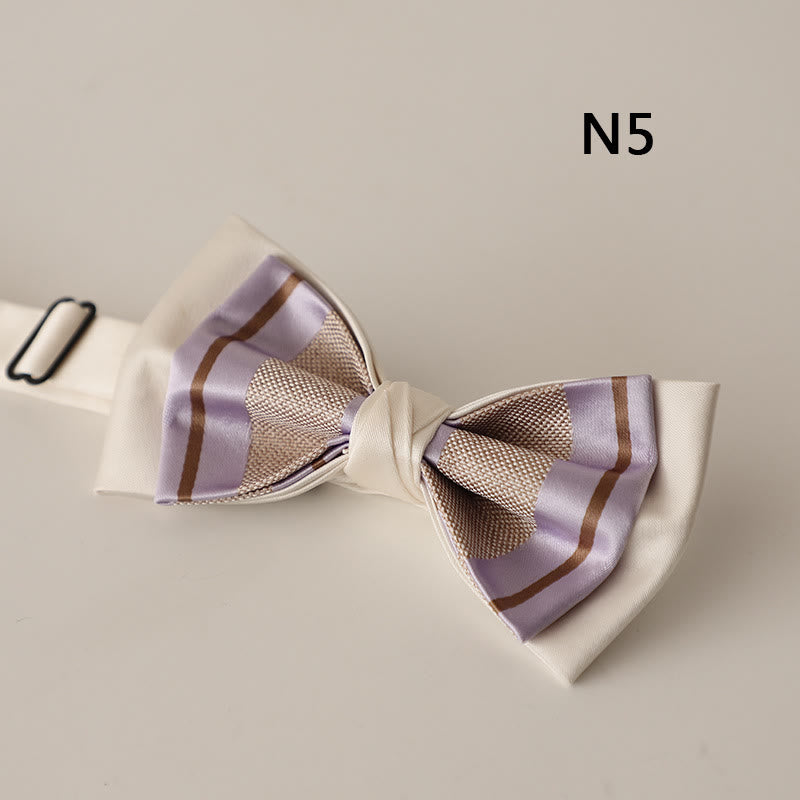 Papillon con cinturino regolabile in raso a due strati con motivo beige - Stile n. 5 - image 7