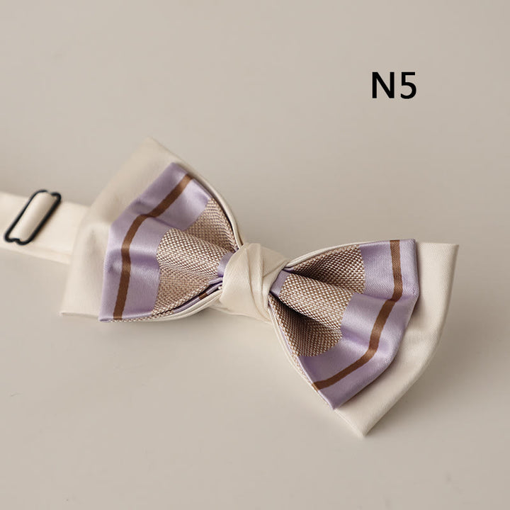 Papillon con cinturino regolabile in raso a due strati con motivo beige - Stile n. 5 - image 7