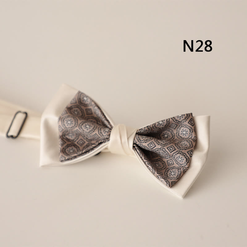 Papillon con cinturino regolabile in raso a due strati con motivo beige - Stile #28 - image 29
