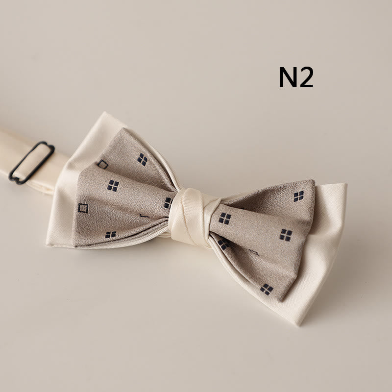 Papillon con cinturino regolabile in raso a due strati con motivo beige - Stile n. 2 - image 4