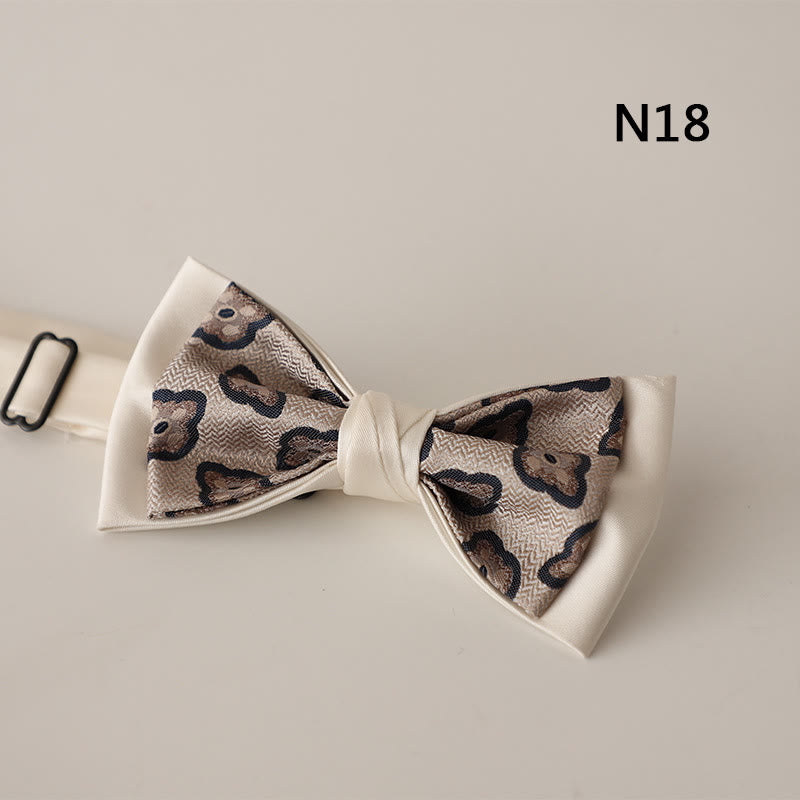 Papillon con cinturino regolabile in raso a due strati con motivo beige - Stile n. 18 - image 19