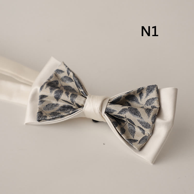 Papillon con cinturino regolabile in raso a due strati con motivo beige - Stile n. 1 - image 1