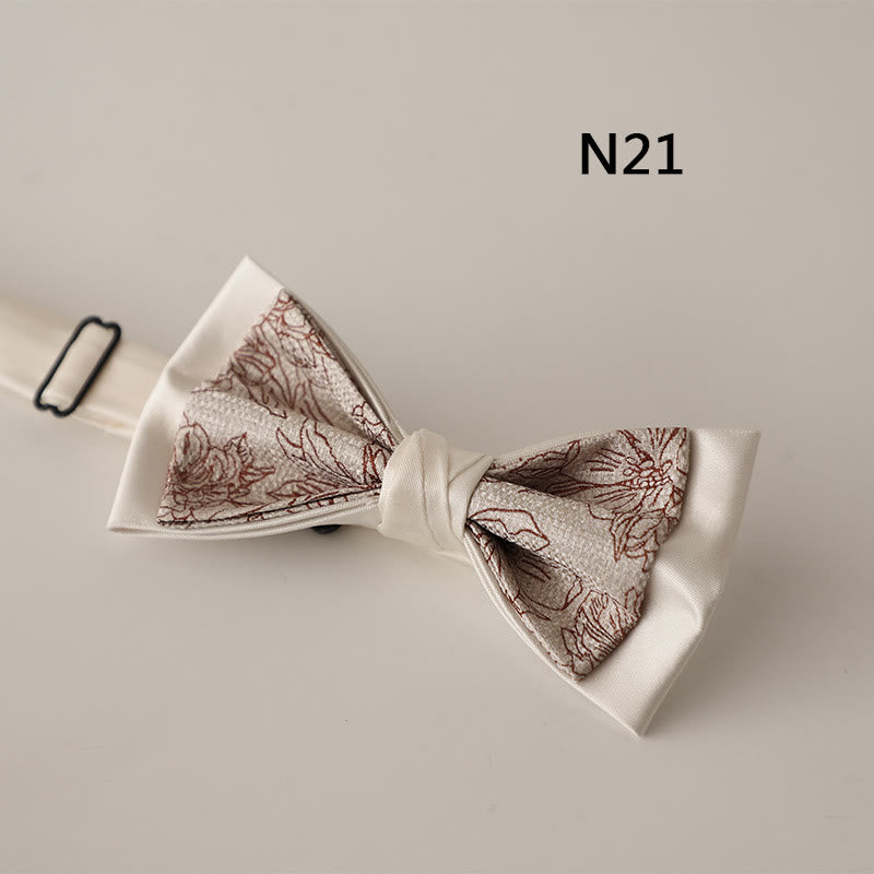 Papillon con cinturino regolabile in raso a due strati con motivo beige - Stile #21 - image 22
