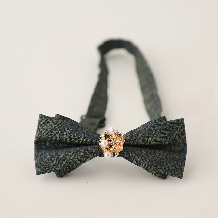 Papillon con cinturino regolabile a doppio strato in jacquard di perle - Verde scuro - image 14