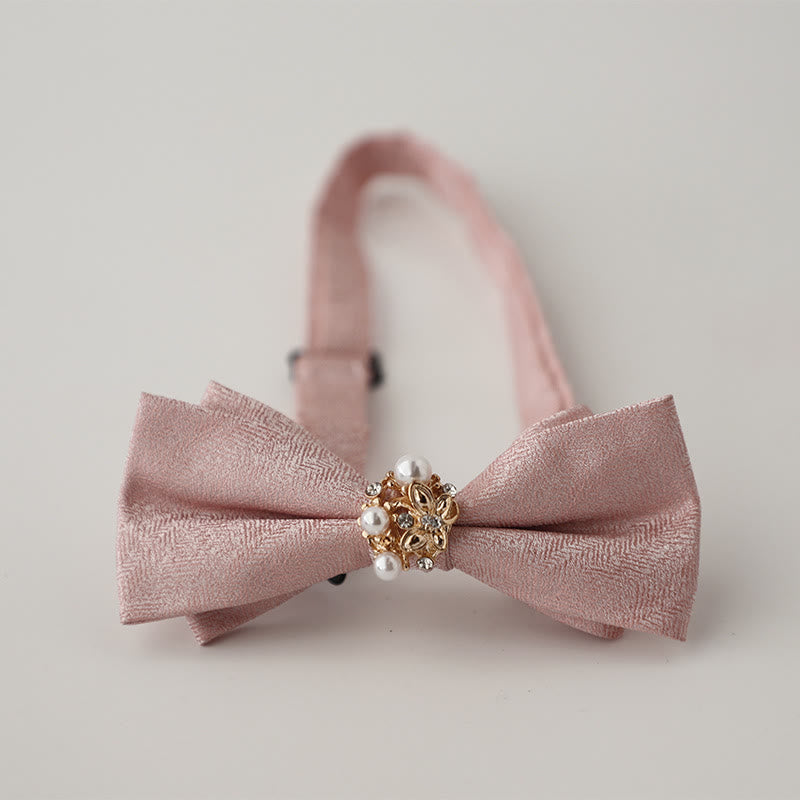 Papillon con cinturino regolabile a doppio strato in jacquard di perle - Rosa - image 13