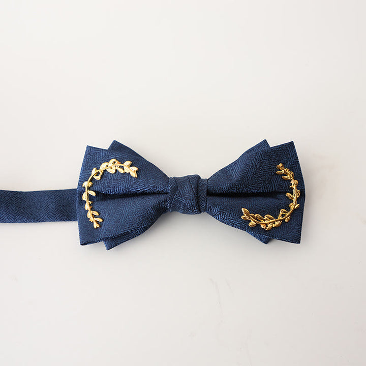 Papillon con cinturino regolabile a doppio strato in jacquard Golden Vine - Blu scuro - image 11