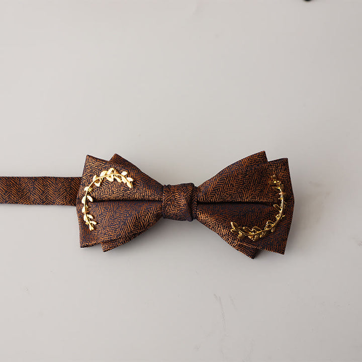 Papillon con cinturino regolabile a doppio strato in jacquard Golden Vine - Caffè Arancia - image 6