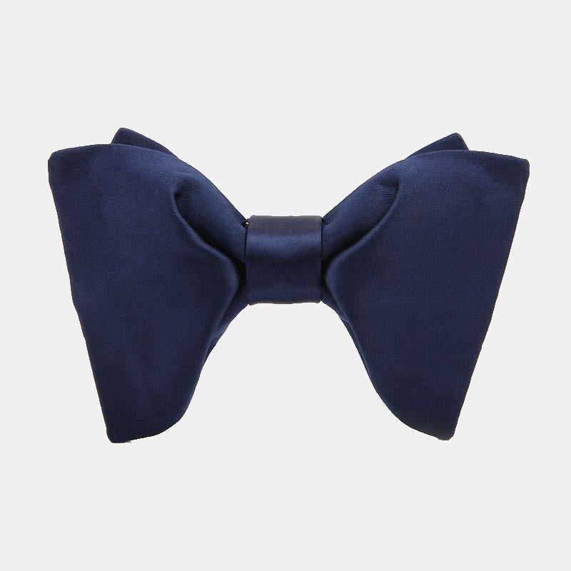 Papillon oversize a punta con motivo Paisley tinta unita da uomo - Blu navy solido - image 0