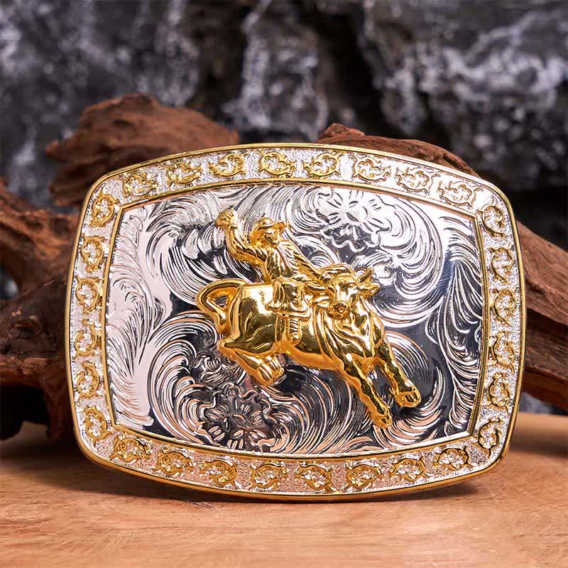 Cintura in pelle con fibbia grande fai da te per equitazione in oro e argento - equitazione - Senza cintura - Cintura non inclusa - image 0