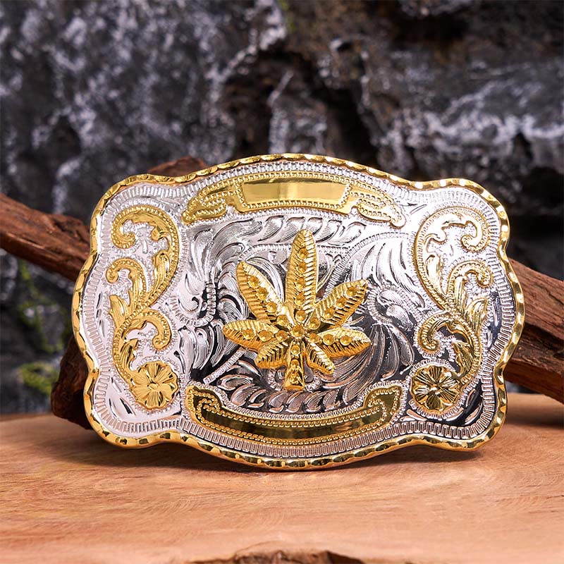 Cintura in pelle con fibbia fai da te in acero floreale argento oro - Acero - Senza cintura - Cintura non inclusa - image 0