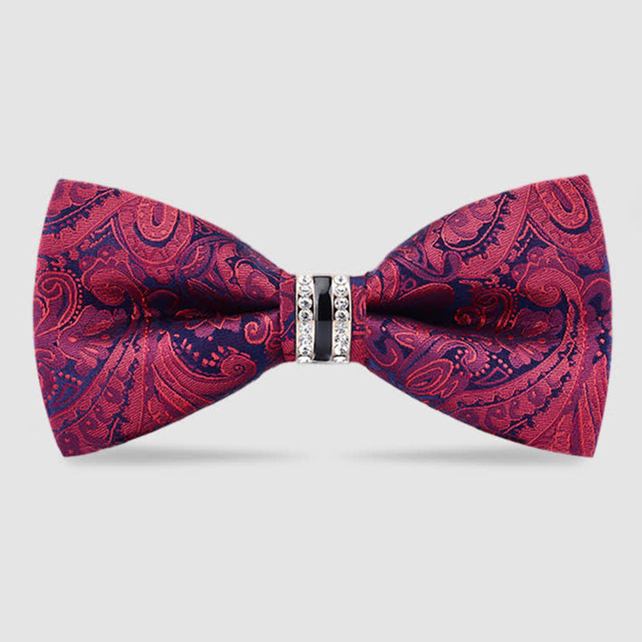 Papillon da uomo con motivo floreale Paisley a righe e strass - image 0