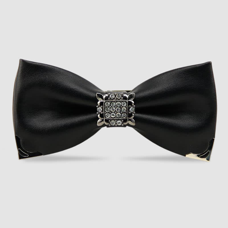 Papillon in pelle con strass di cristallo da uomo - Nero - image 0