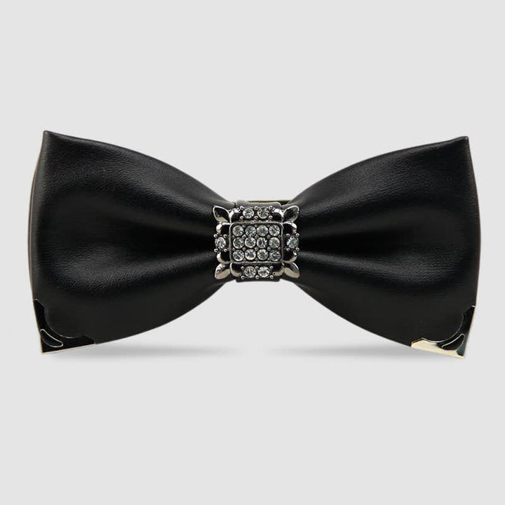 Papillon in pelle con strass di cristallo da uomo - Nero - image 0