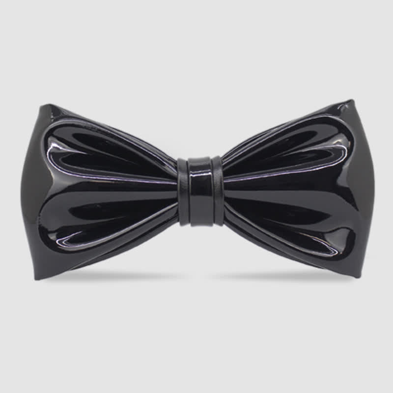 Papillon in pelle nero lucido da uomo - Nero - image 0