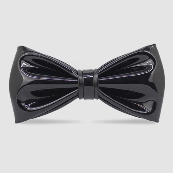 Papillon in pelle nero lucido da uomo - Nero - image 0