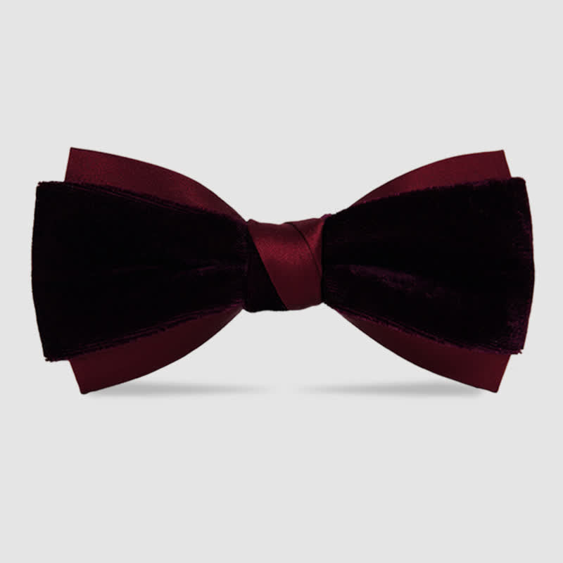 Papillon da uomo in velluto bicolore a doppio strato - Rosso - image 0