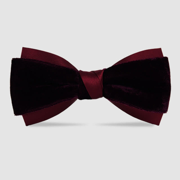 Papillon da uomo in velluto bicolore a doppio strato - Rosso - image 0