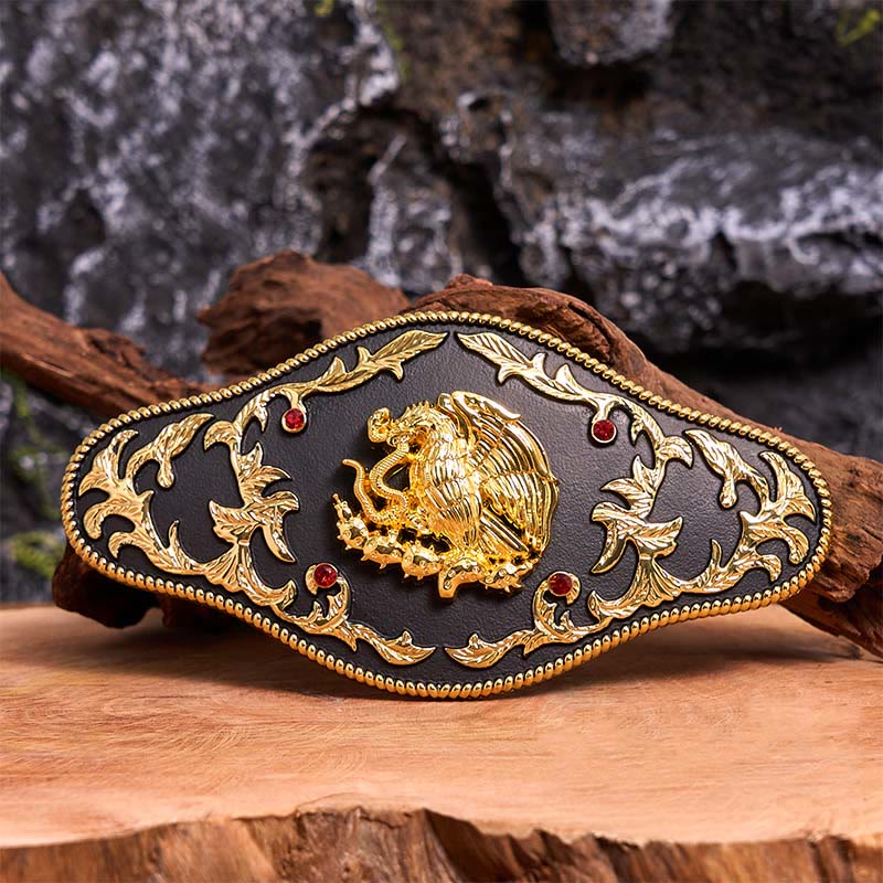 Cintura in pelle con fibbia fai da te che cattura i serpenti con l'aquila - Aquila che cattura i serpenti - Senza cintura - Cintura non inclusa - image 0