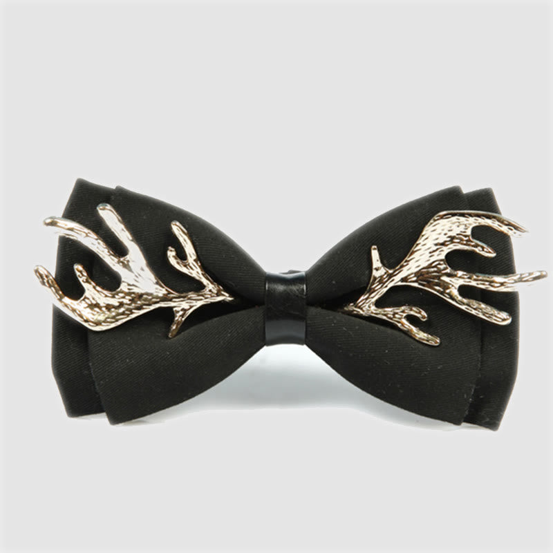Papillon da uomo con decorazione in corna di cervo in metallo - Nero e oro - image 0