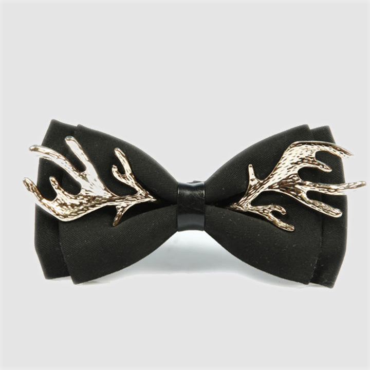 Papillon da uomo con decorazione in corna di cervo in metallo - Nero e oro - image 0
