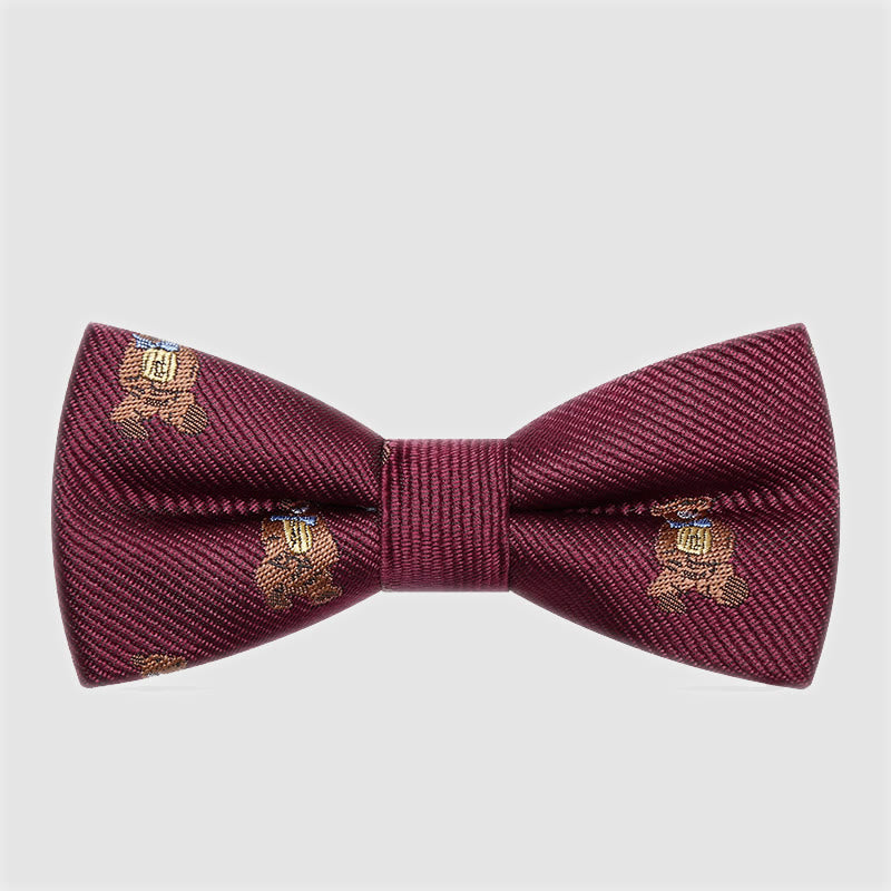 Papillon in twill con orsetto di peluche birichino per bambini - Teddy Borgogna - image 0