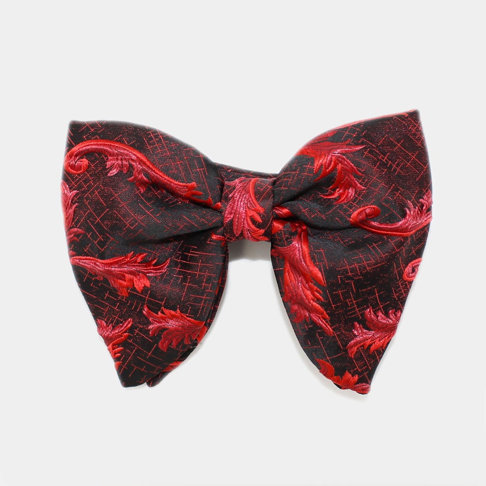 Papillon a punta oversize con motivo floreale a fiamma da uomo - Rosso - image 0