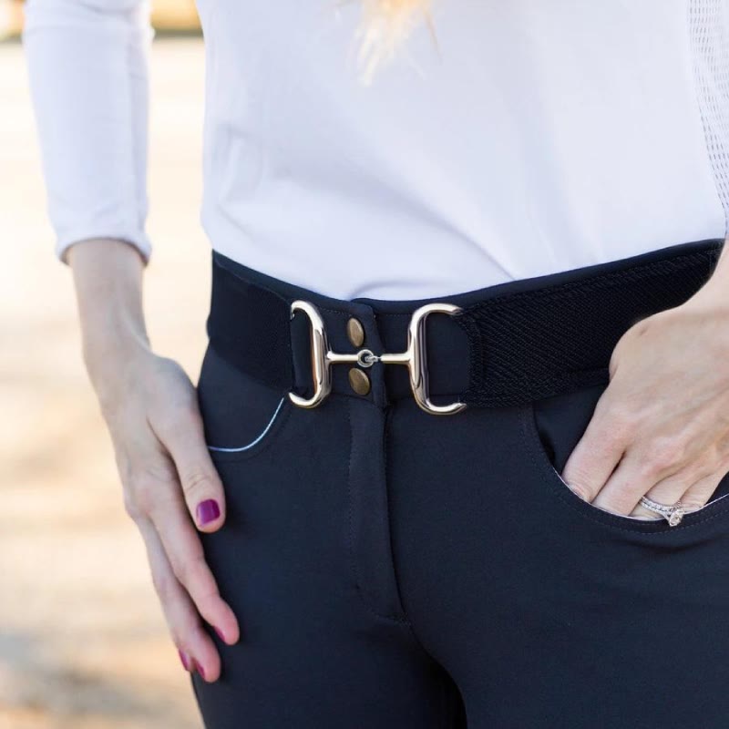 Cintura elastica equestre con fibbia a ferro di cavallo e filetto - Nero - 34 - image 0