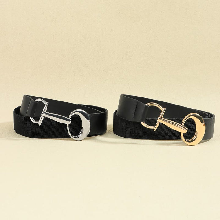 Cintura da donna con fibbia a ferro di cavallo, semplice cintura in pelle - image 3