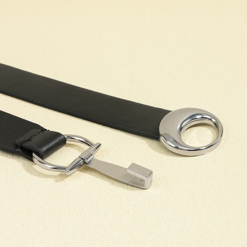Cintura da donna con fibbia a ferro di cavallo, semplice cintura in pelle - image 8