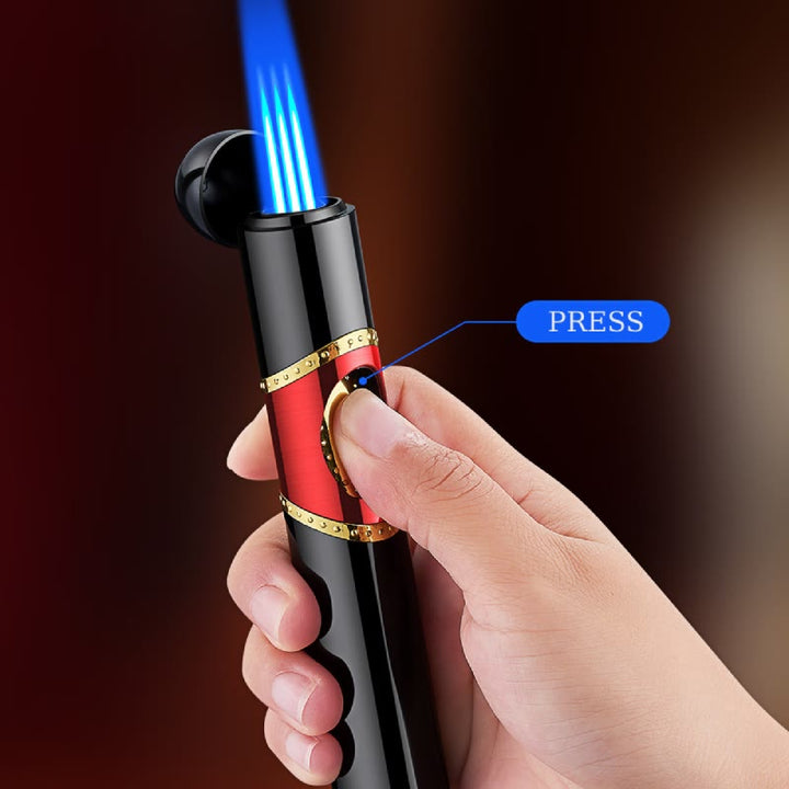 Accendino 3 in 1 a triplo bruciatore con perforatore per sigari e ago per sigari integrati - image 5