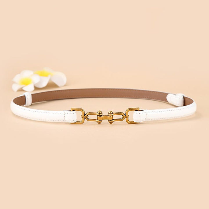 Cintura sottile da donna con fibbia a ferro di cavallo e morso a filetto in pelle - Bianco - 30 - image 8