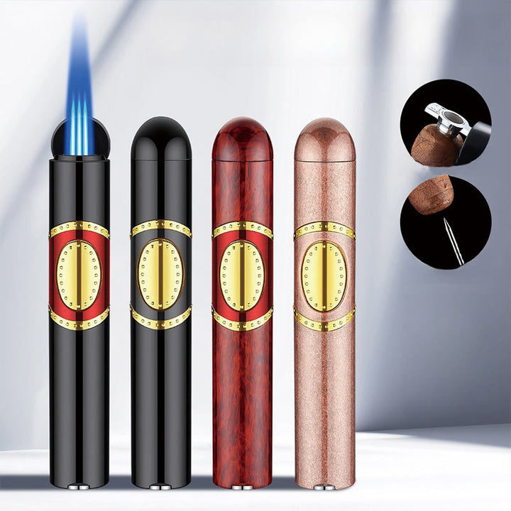 Accendino 3 in 1 a triplo bruciatore con perforatore per sigari e ago per sigari integrati - image 12