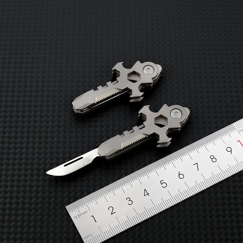 Portachiavi con mini coltello pieghevole multifunzionale in titanio Cross - image 9