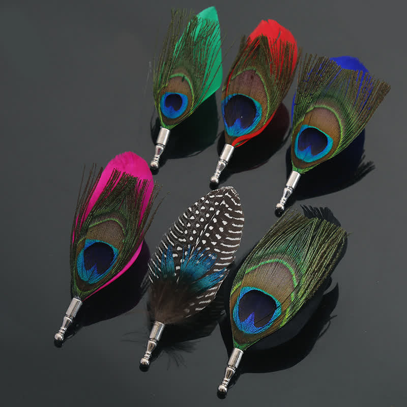 Spilla unisex classica con piume di pavone colorate per feste di nozze - image 1