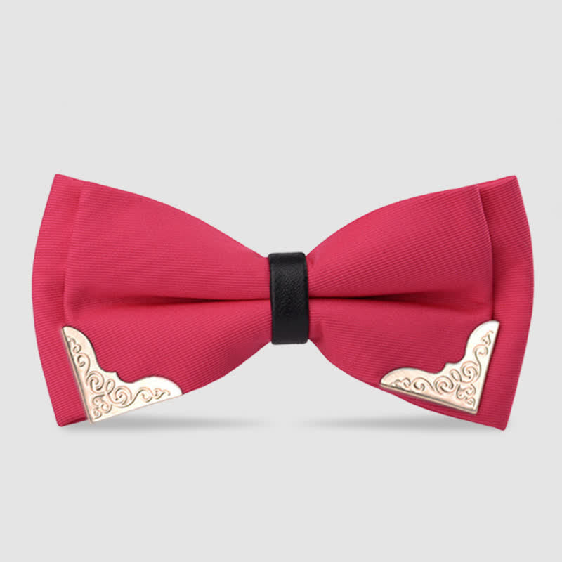 Papillon classico da uomo in metallo dorato - Rosa scuro - image 3
