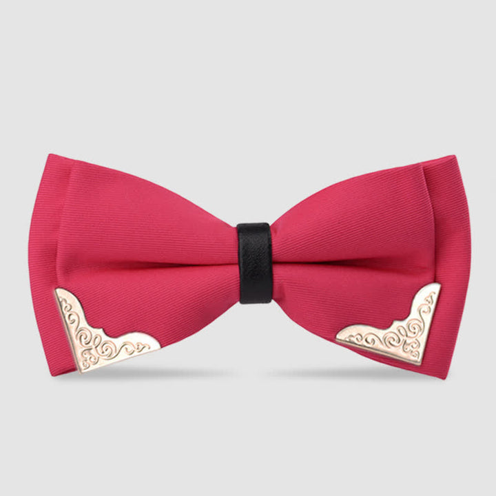 Papillon classico da uomo in metallo dorato - Rosa scuro - image 3
