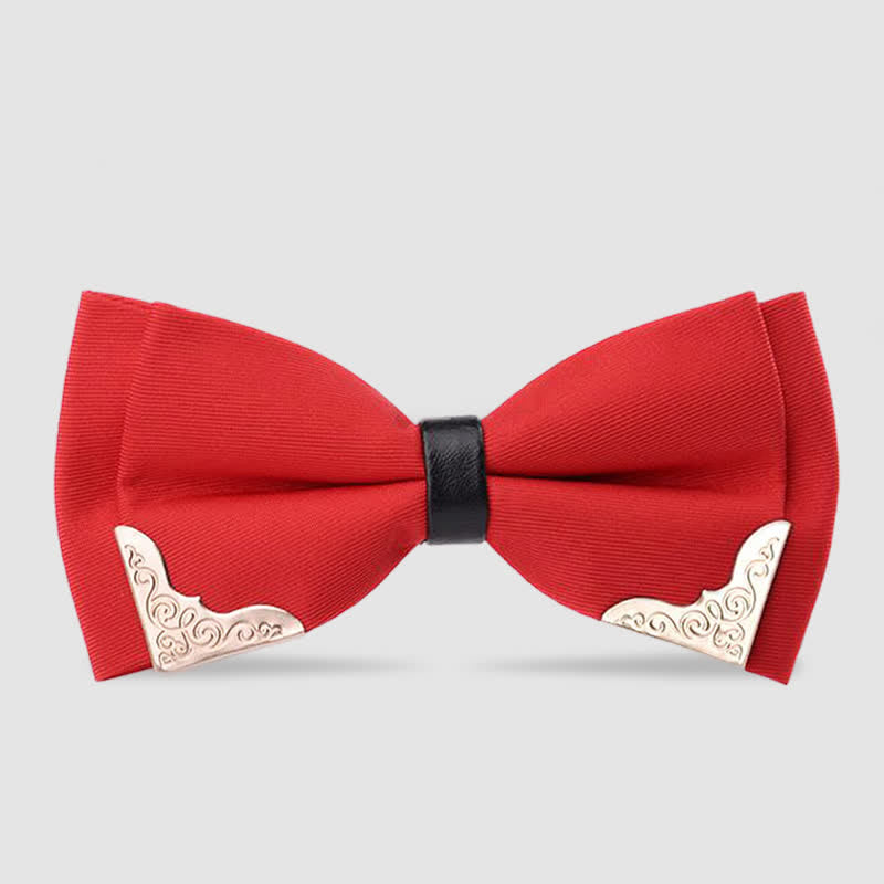 Papillon classico da uomo in metallo dorato - Rosso - image 6