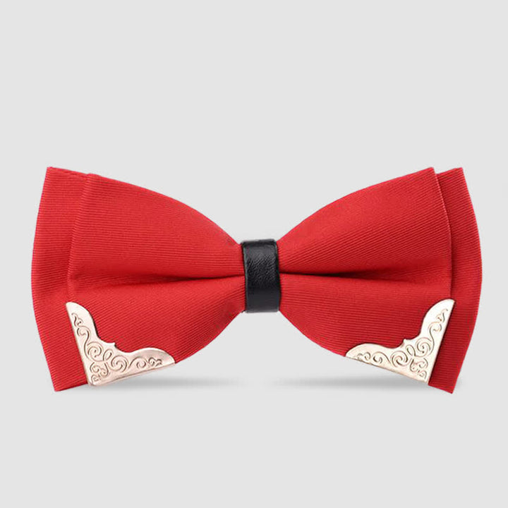 Papillon classico da uomo in metallo dorato - Rosso - image 6