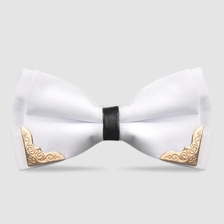 Papillon classico da uomo in metallo dorato - Bianco - image 4