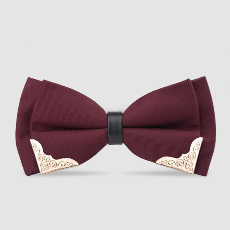 Papillon classico da uomo in metallo dorato - Magenta scuro - image 9