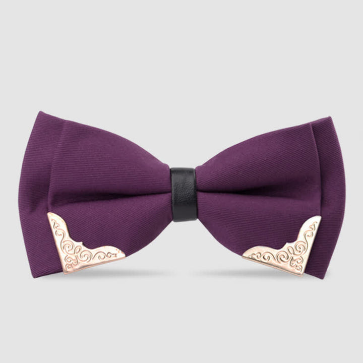 Papillon classico da uomo in metallo dorato - Viola scuro - image 10