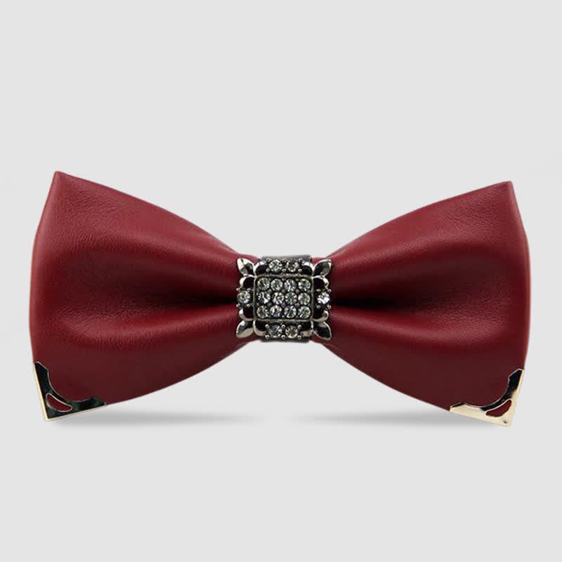 Papillon in pelle con strass di cristallo da uomo - Borgogna - image 5