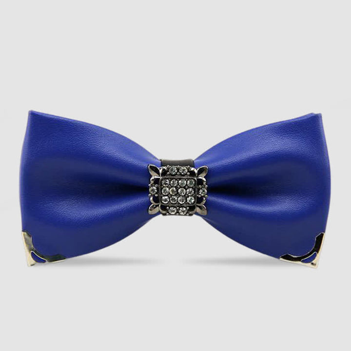 Papillon in pelle con strass di cristallo da uomo - Blu - image 3