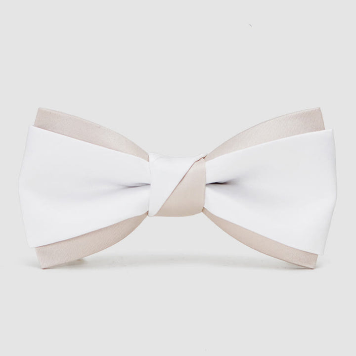 Papillon doppio strato rosa e bianco delicato da uomo - Bianco - image 4