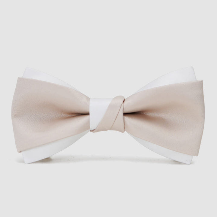 Papillon doppio strato rosa e bianco delicato da uomo - Rosa - image 0
