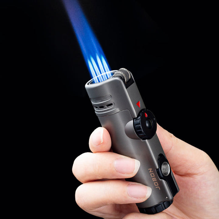 Accendino a quattro fiamme con perforatore per sigari, accendino a quattro fuochi - Nero - image 0