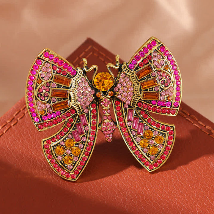 Spilla da donna con decorazione a farfalla e cristalli di strass - Rosa - image 5